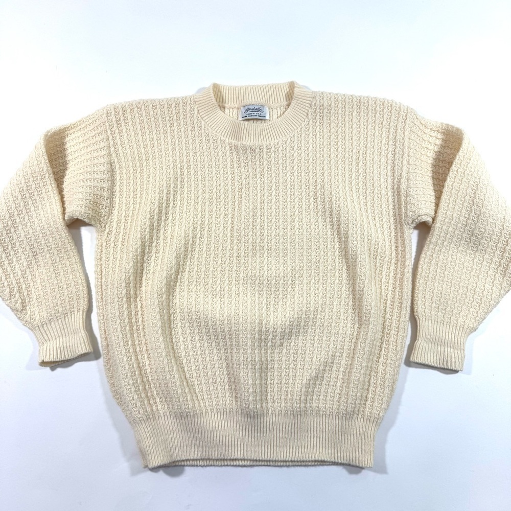 Brookville Vintage Womens Sweater Ivory USA Textured Knit